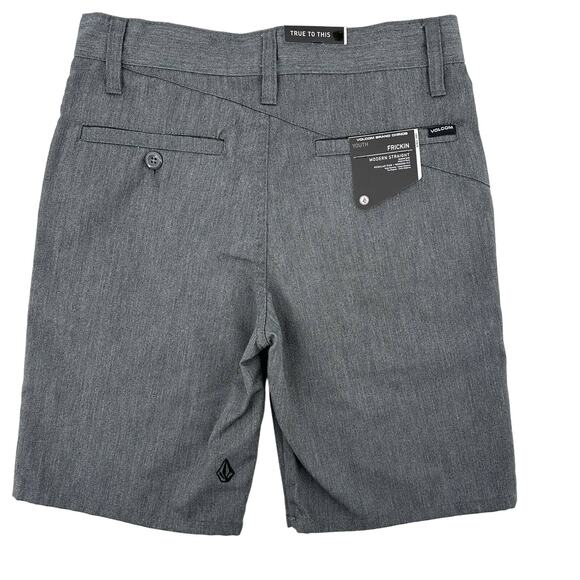 Volcom Frickin Charcoal Gray Chino Shorts Boys Size 20 XLarge 30 8.5" - Picture 3 of 7